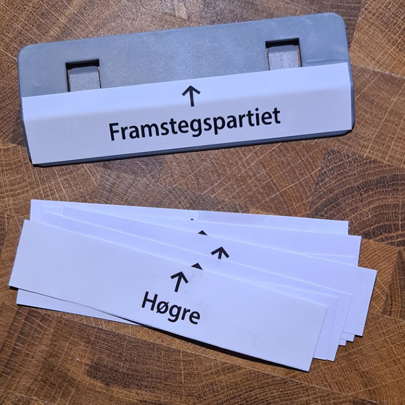 Hovedbilde Klisterlapper med partinavn - sett - nynorsk